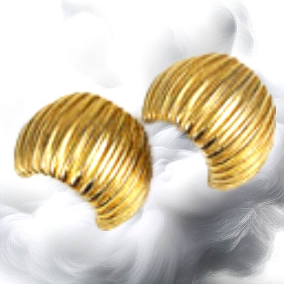 Givenchy Paris New York Vintage Modernist Gold Tone Statement Runway Ear… - Picture 1 of 10